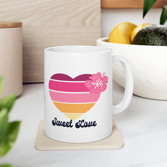 LoveGroove Vintage Vibes Ceramic Mug 11oz.  Valentine's Day."